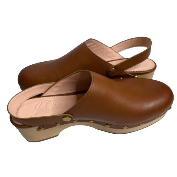 J.Crew $198 Convertible Leather Clogs Rich Oak Size 9.5 BA188 - Picture 7 of 9